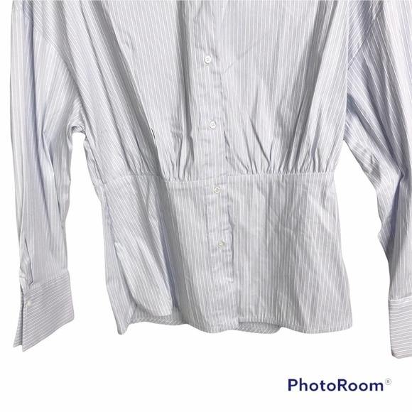 Sandro blue striped button down long sleeve blouse size 3 - Picture 3 of 9
